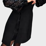 Iwona - Vestido elegante con mangas abullonadas brillantes