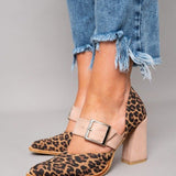 Selveta | Zapatillas de ante con estampado de leopardo y tacones estables