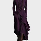 Teresa - Vestido maxi de punto asimétrico con cuello alto