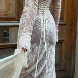 Vestido Maxi de Invitada de Boda con Encaje Largo Livilla