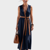 Lidia - Vestido Midi con Detalle Contrastante