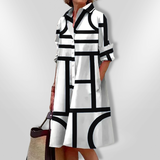 Vestido midi con estampado geométrico