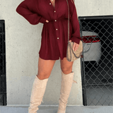Vestido camisero negro elegante para mujer