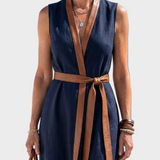 Lidia - Vestido Midi con Detalle Contrastante