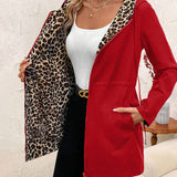 Adriana | Abrigo Reversible con Capucha y Estampado de Leopardo