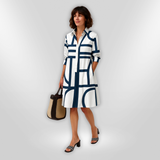 Vestido midi con estampado geométrico