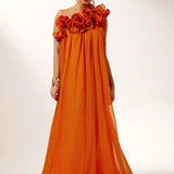 Vestido de Noche Floral Asimétrico de Un Hombro