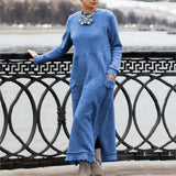 Vestido Maxi de Otoño – Sudadera Elegante de Corte Suelto para Reuniones Acogedoras de Otoño