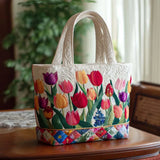 Bolsa Acolchada con Diseño de Tulipanes
