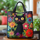 Bolsa Acolchada Encantadora con Gato Negro