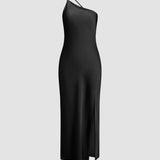 Vestido Maxi de Invitada de Boda de Satén con Espalda Abierta