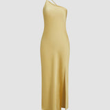 Vestido Maxi de Invitada de Boda de Satén con Espalda Abierta