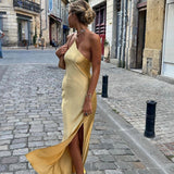 Vestido Maxi de Invitada de Boda de Satén con Espalda Abierta