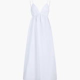 Vestido Maxi de Cóctel de Algodón de Espalda Abierta Costera