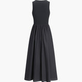 Vestido Maxi Sin Mangas de Mezcla de Algodón Formal