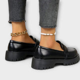 Mocasines femeninos con diseño ortopédico y tacones de satén