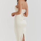 Bella Vestido Maxi de Invitada de Boda Sin Tirantes