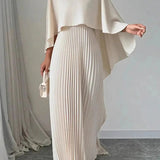 Vestido Maxi de Invitada de Boda con Mangas de Murciélago Plisadas