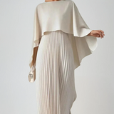 Vestido Maxi de Invitada de Boda con Mangas de Murciélago Plisadas