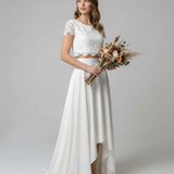 Vestido de Encaje Bohemio – Diseño Alto-Bajo para Celebraciones al Aire Libre