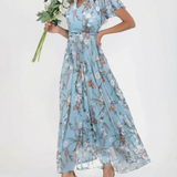 Vestido Maxi Floral – Elegantes Mangas con Volantes para Eventos de Verano