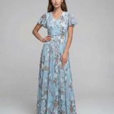 Vestido Maxi Floral – Elegantes Mangas con Volantes para Eventos de Verano