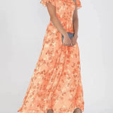 Vestido Maxi Floral – Elegantes Mangas con Volantes para Eventos de Verano