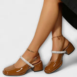 Celandra - Mary Janes con brillantes correas y tacón bloque