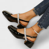 Celandra - Mary Janes con brillantes correas y tacón bloque