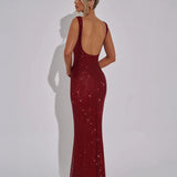 Vestido de Noche Formal Embellecido Celeste