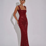 Vestido de Noche Formal Embellecido Celeste