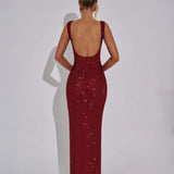 Vestido de Noche Formal Embellecido Celeste