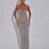 Vestido de Noche Formal Embellecido Celeste