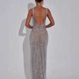 Vestido de Noche Formal Embellecido Celeste