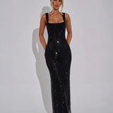 Vestido de Noche Formal Embellecido Celeste