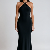 Vestido Maxi Formal Sin Espalda con Cuello Halter