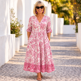 Juana | Vestido Elegante con Estampado Floral y Sensación Fresca