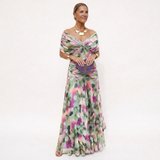 Ljiljana - Vestido largo de flores con escote en V