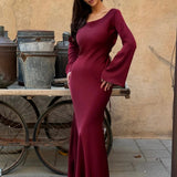 Elegante Vestido Maxi de Manga Larga para Invitadas de Boda
