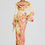 Vestido de Noche con Mangas de Campana Floral