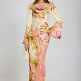 Vestido de Noche con Mangas de Campana Floral