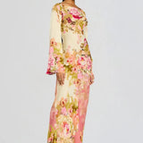 Vestido de Noche con Mangas de Campana Floral