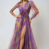 Vestido de Noche Maxi de Manga Asimétrica