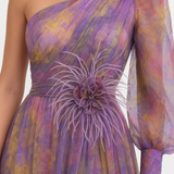 Vestido de Noche Maxi de Manga Asimétrica