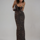 Vestido Maxi de Fiesta de Patrón de Leopardo