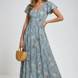 Vestido Maxi Floral de Verano Azul