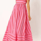 Vestido Maxi de Playa de Verano con Tirantes a Rayas