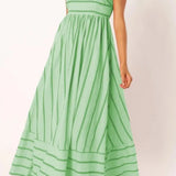 Vestido Maxi de Playa de Verano con Tirantes a Rayas