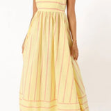 Vestido Maxi de Playa de Verano con Tirantes a Rayas