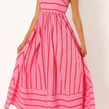 Vestido Maxi de Playa de Verano con Tirantes a Rayas